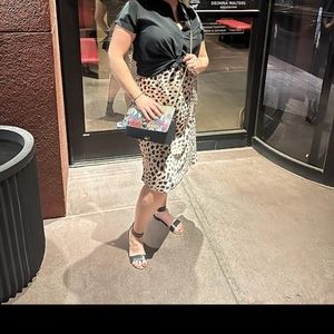 High Waist Leopard Midi Skirt